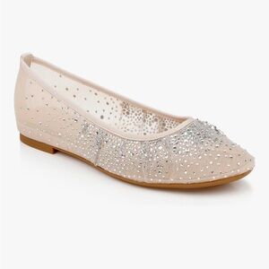 Jewel Badgley Mischka Nude Rhinestone Flats